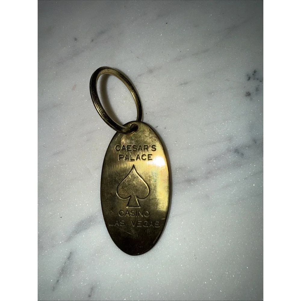 Vintage CAESAR'S PALACE Casino Las Vegas Brass keyring key chain keychain 2.5
